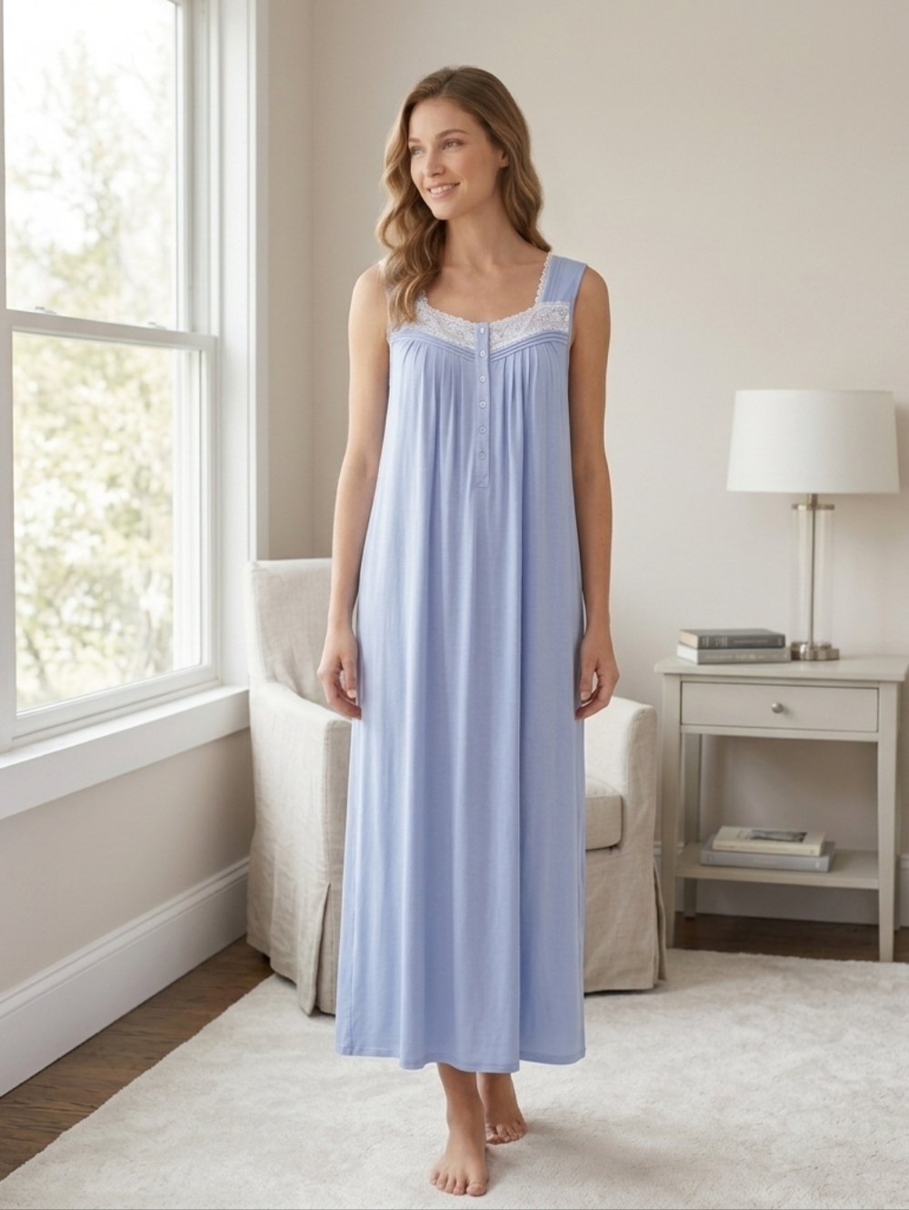 Eileen West Periwinkle Blue Modal Ballet Nightgown Medium NWT